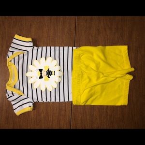 Squiggles Sz 6-9M Bumblebee Onsie & Shorts Set